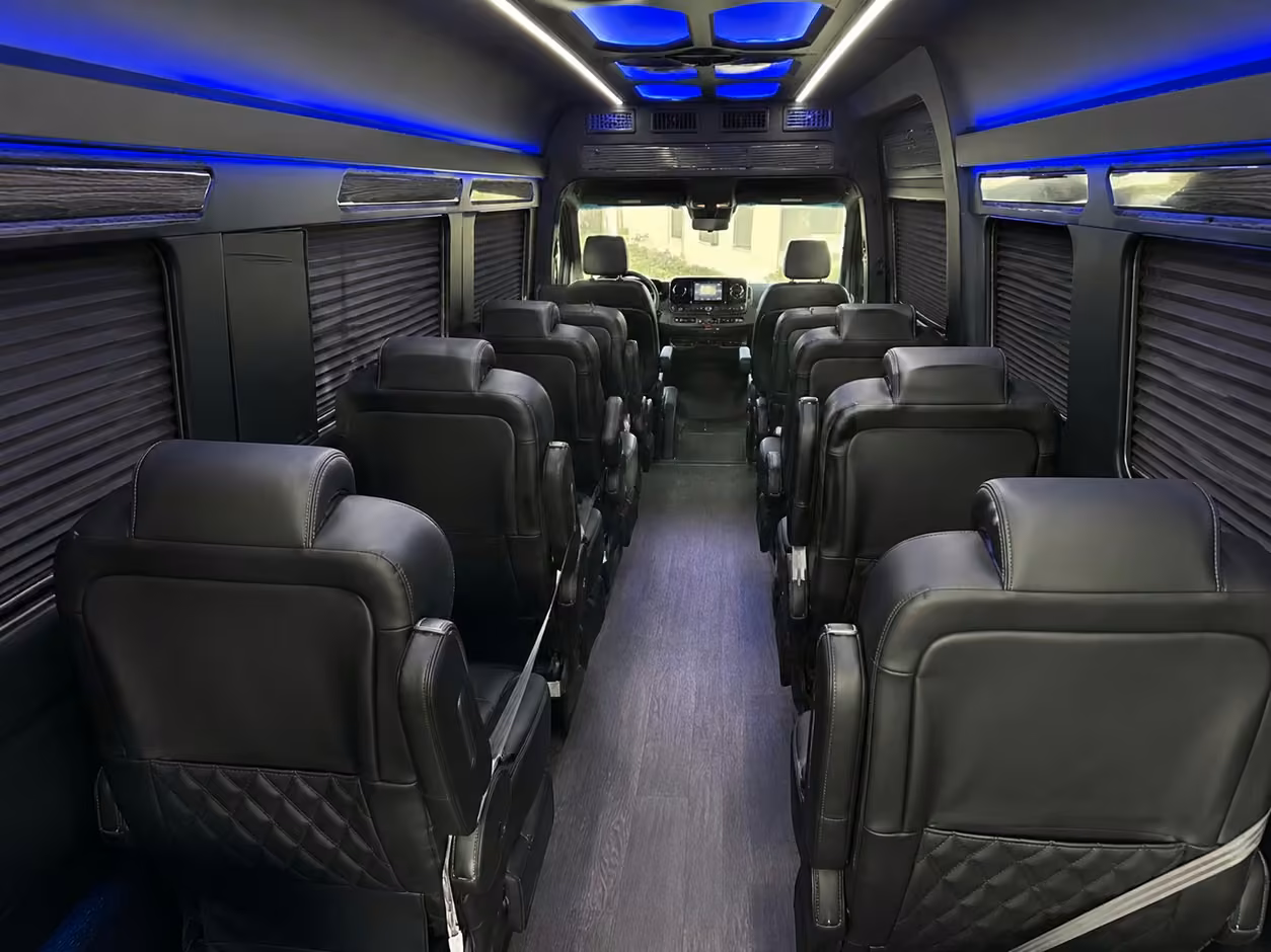 sprinter van rental with driver inside